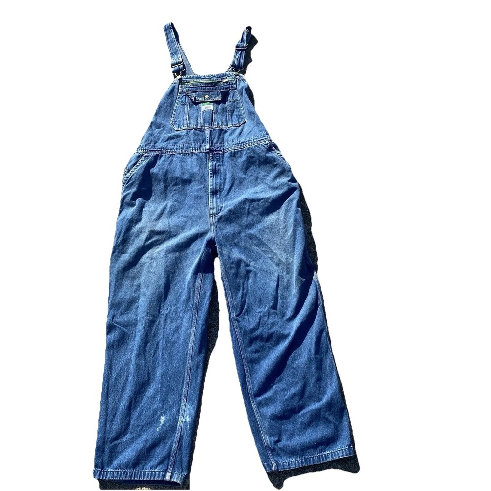 Liberty Denim Bib Overalls Farmer Carpenter Soft Worn Mens 44x30 SEE PICS Distre